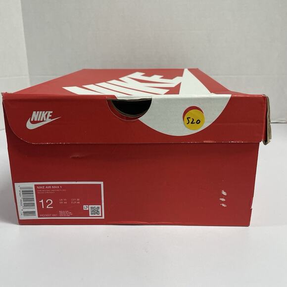 Nike Air Max 1 Gym Red Crimson HQ3607 687 Size 12 White Low Top Sneaker Summer main image 9